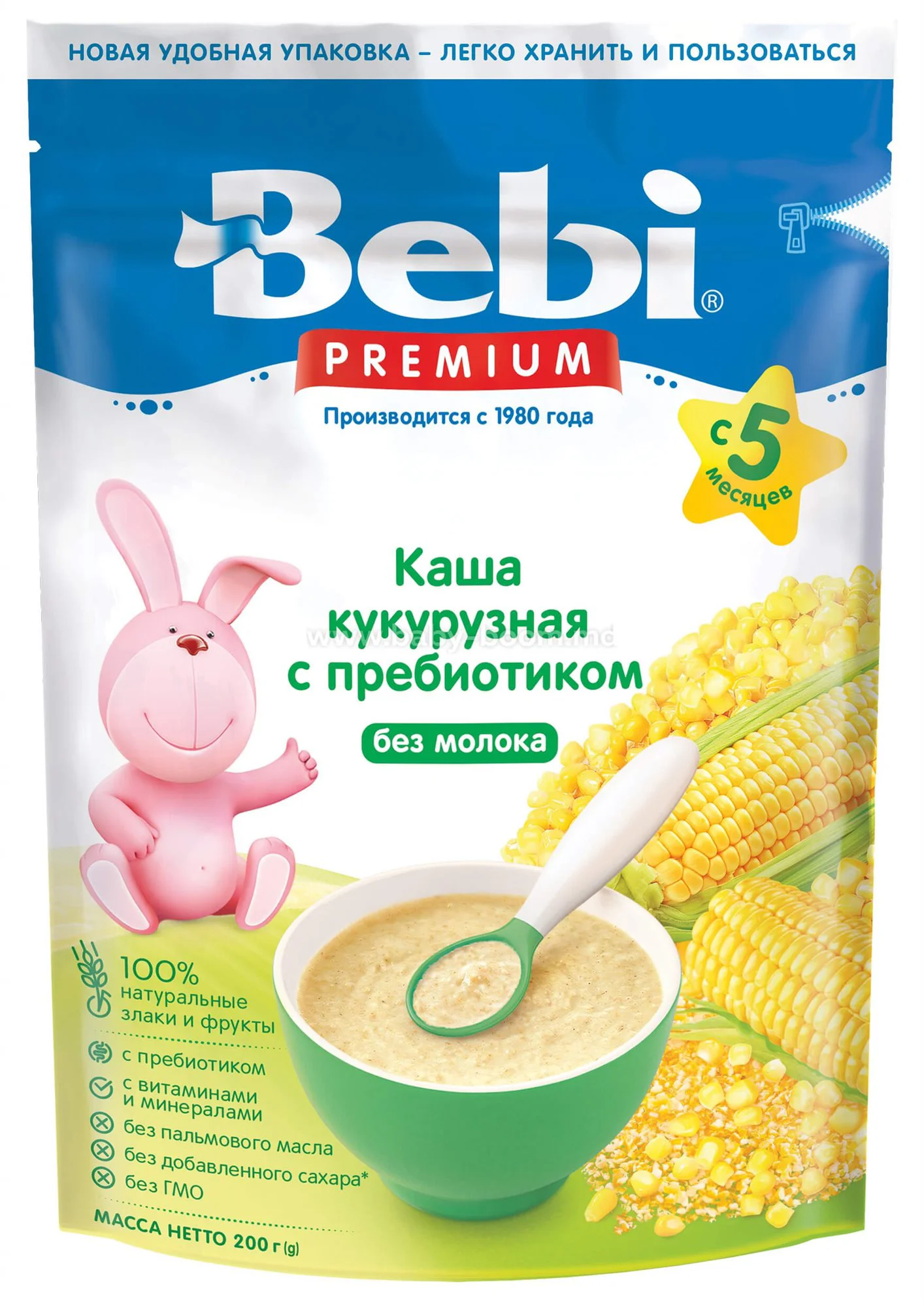 Terci de porumb fara lapte Bebi cu prebiotice, hipoalergic (5+ luni), 200 g