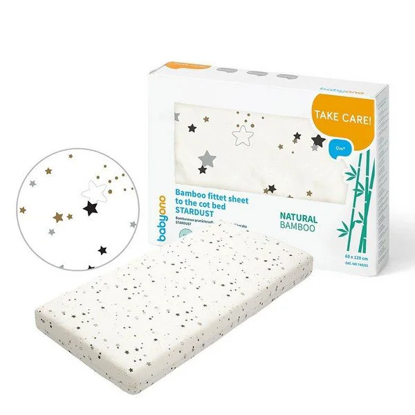 image for Бамбукoвaя простынь с резинкой BabyOno Stardust для детской кроватки, 120x60 см foto