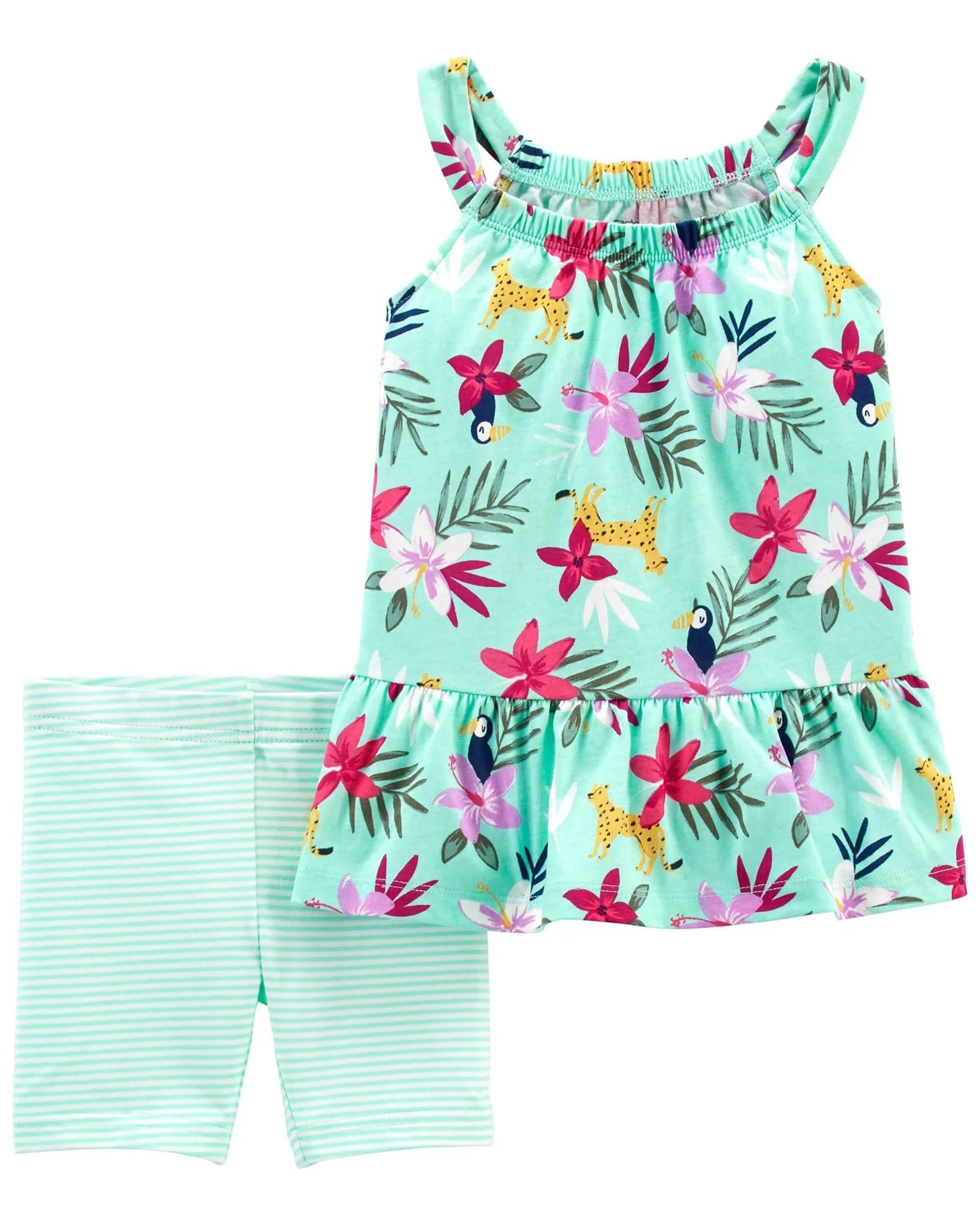 Carter's Set 2 piese Tricou si pantaloni scurti Flori foto