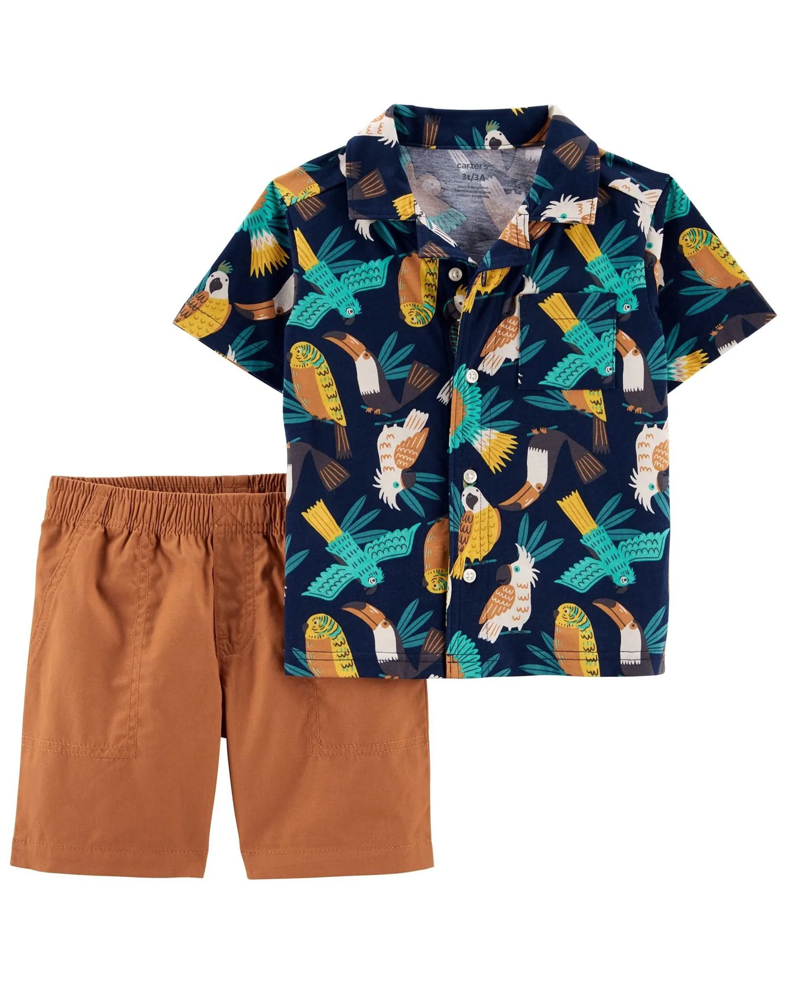 Carter's Set 2 piese Camasa si pantaloni scurti Pasari foto