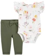 Carter's Set 2 piese Body si pantaloni Flori