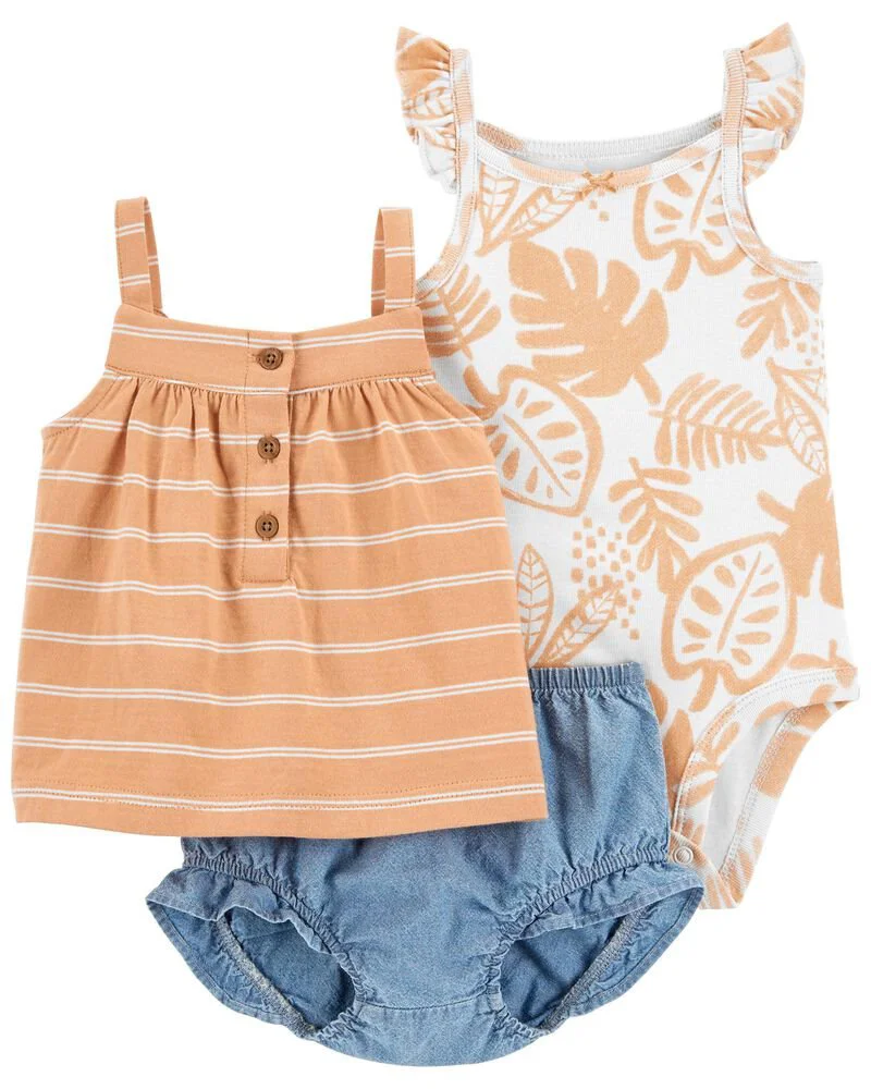 Carter's Set 3 piese Body, tricou si pantaloni scurti Tropical foto