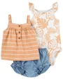 Carter's Set 3 piese Body, tricou si pantaloni scurti Tropical foto