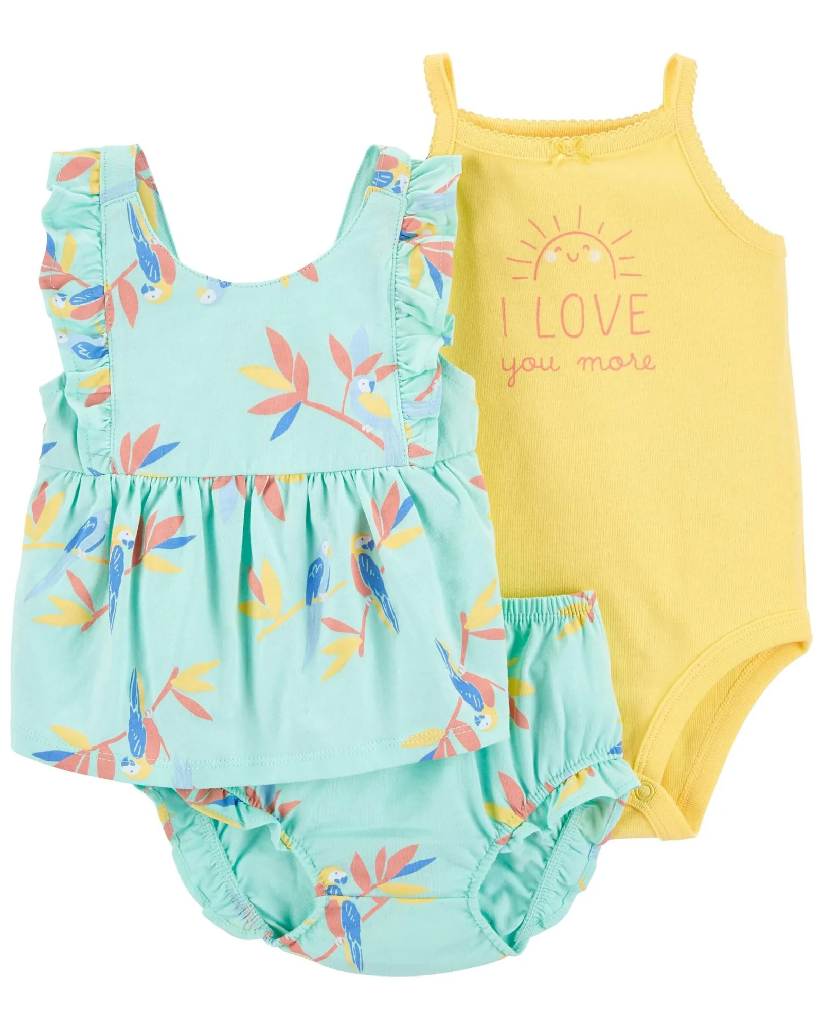Carter's Set 3 piese Body, tricou si pantaloni scurti Flori foto