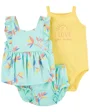 Carter's Set 3 piese Body, tricou si pantaloni scurti Flori foto