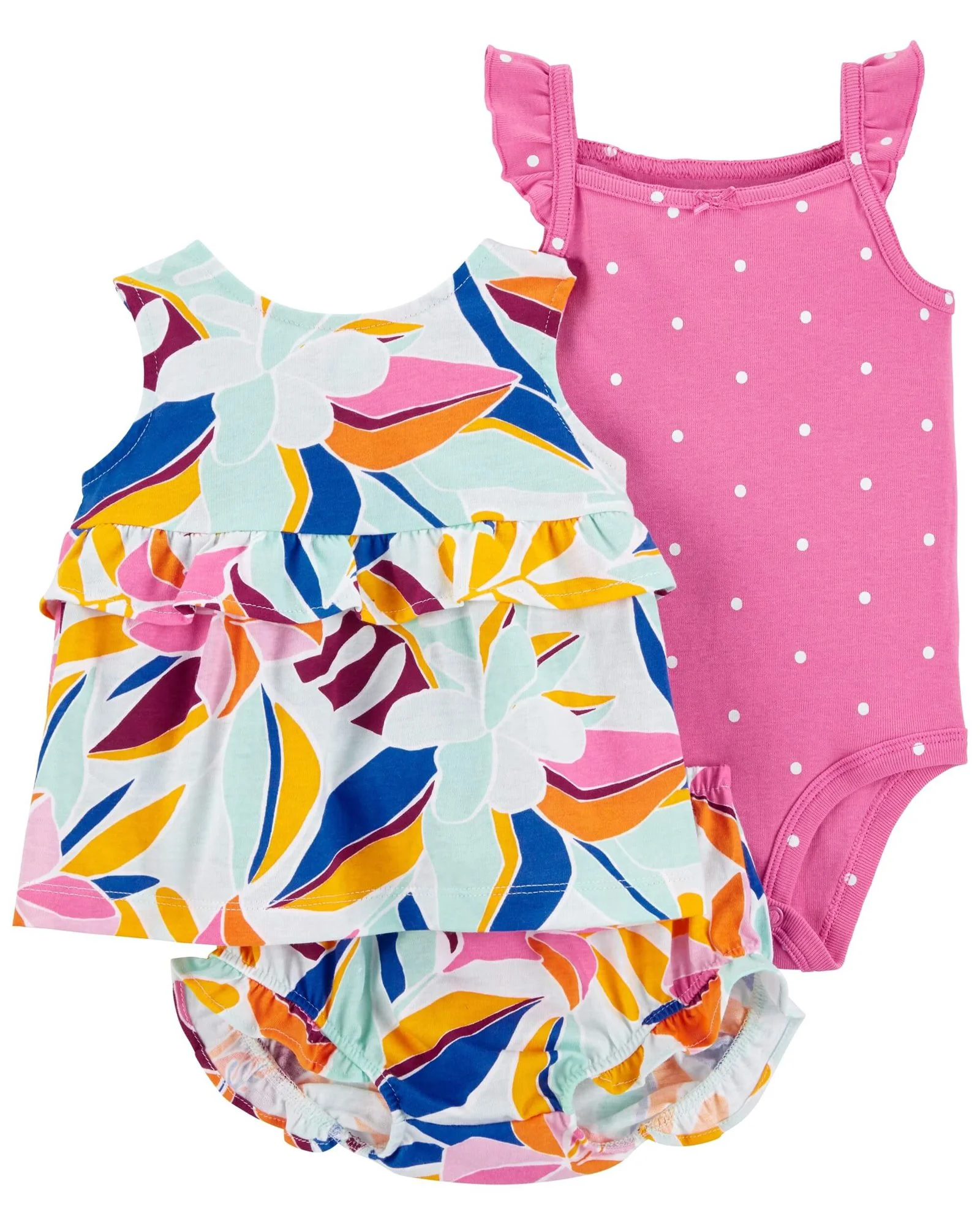 Carter's Set 3 piese Body, tricou si pantaloni scurti Flori foto