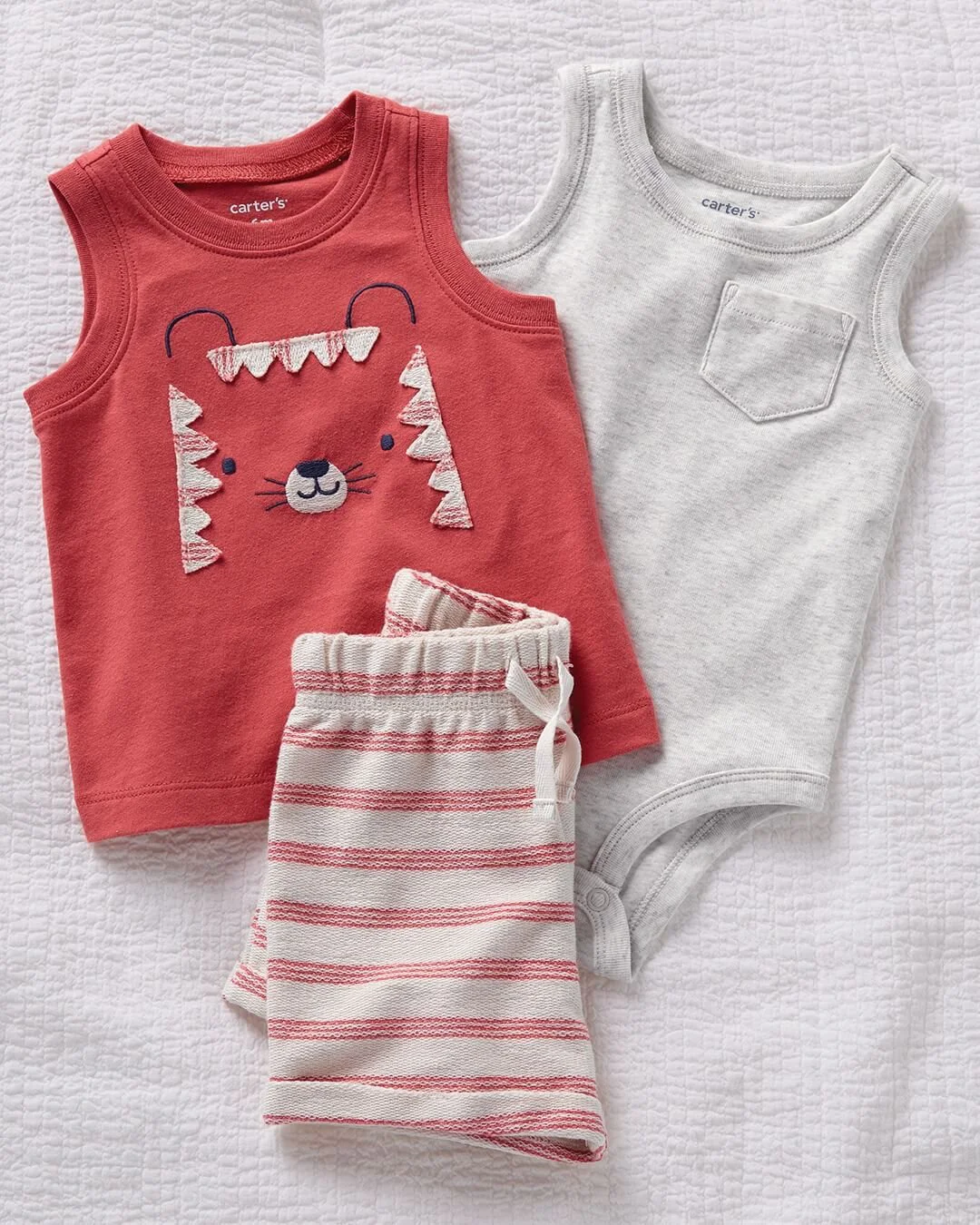 Carter's Set 3 piese Body, tricou si pantaloni scurti Tigru foto