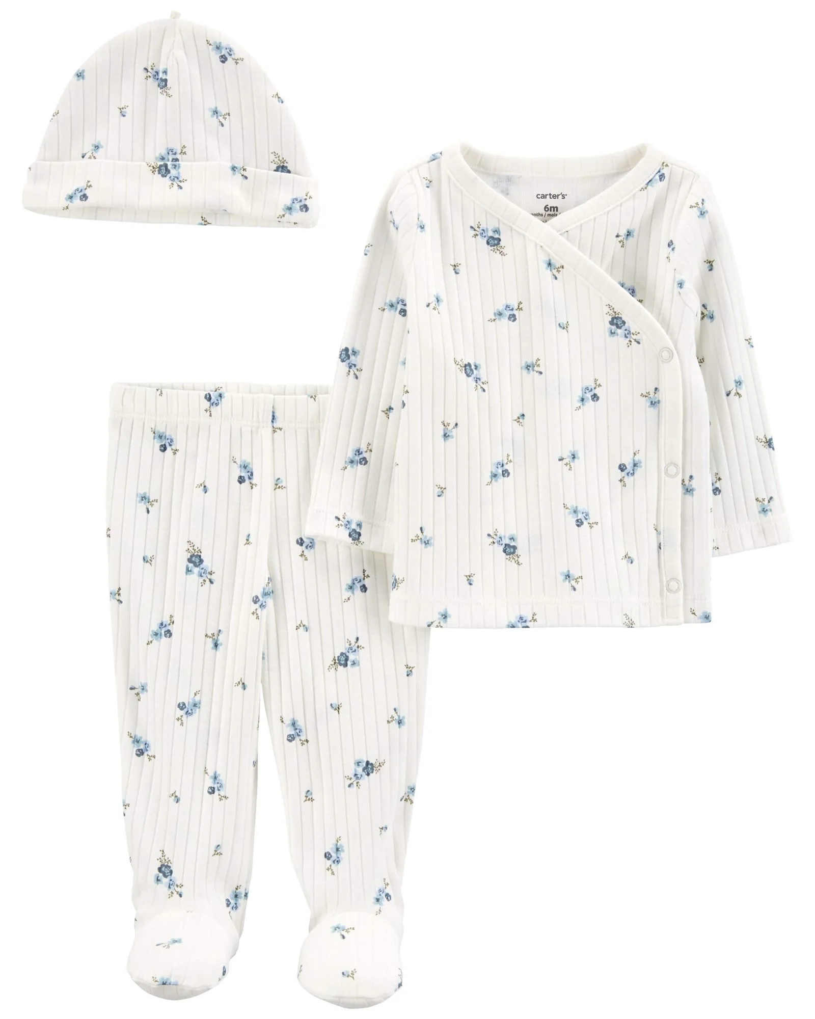 Carter's Set 3 piese Pantaloni, top si caciulita cu flori foto