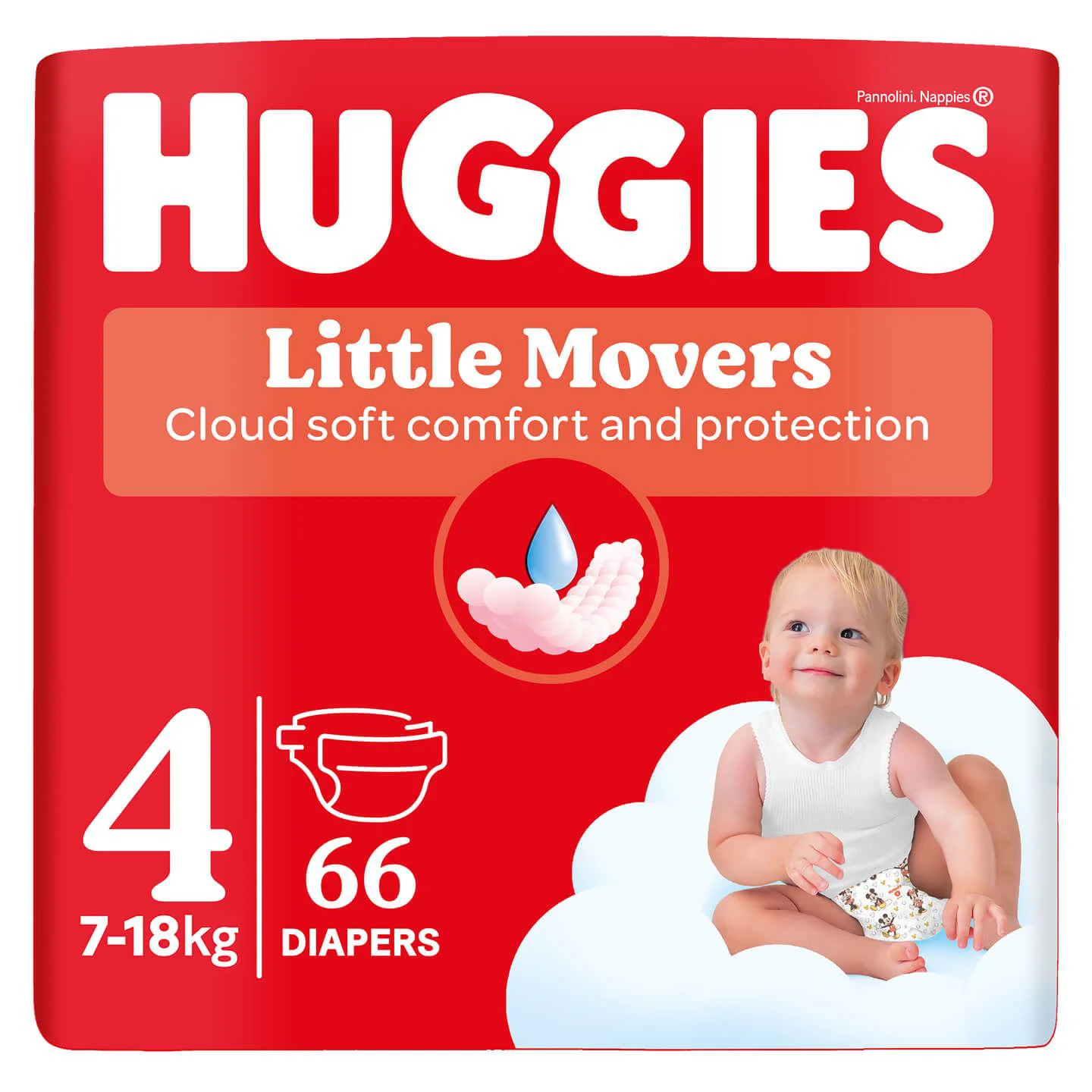 Scutece Huggies Little Movers Mega 4 Unisex (8-14 kg), 66 buc. foto