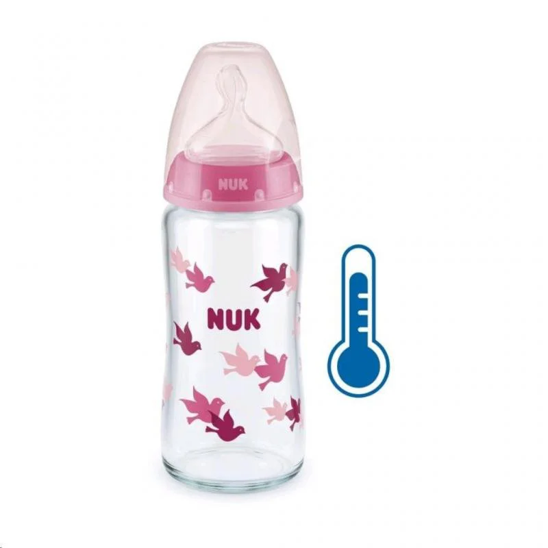 image for Детская бутылочка (стекло) с силиконовой соской Nuk First Choice (0-6 мес), 240мл foto