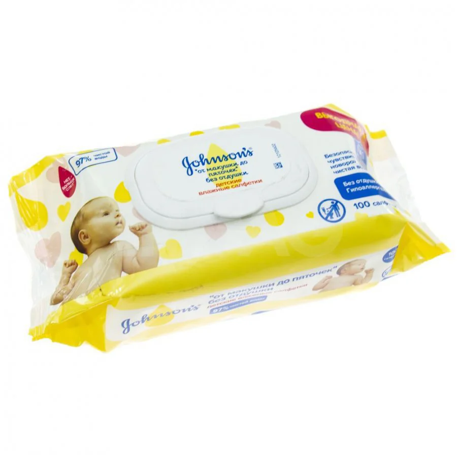 Салфетки влажные Johnson's Baby без запаха, 100 шт.