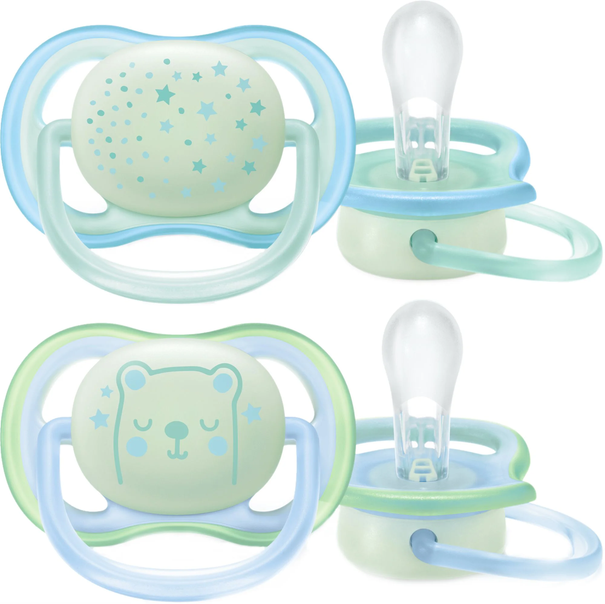 Suzete din silicon ortodontice Philips Avent Ultra Air Night Boy (0-6 luni), 2 buc. foto