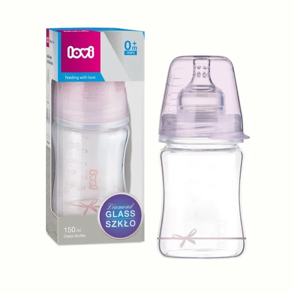 Biberon din sticla Lovi Baby Shower Girl (0+ luni), 150 ml foto