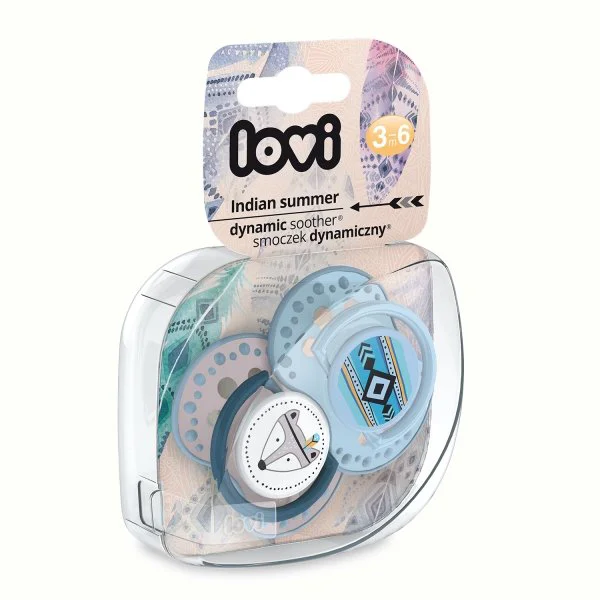 Suzeta dinamica din silicon Lovi Indian Summer Boy (6-18 luni), 2 buc.