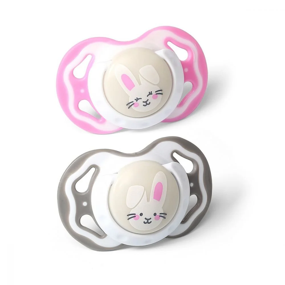 image for Suzeta simetrica BabyOno din silicon Roz (3-6 luni), 2 buc. foto