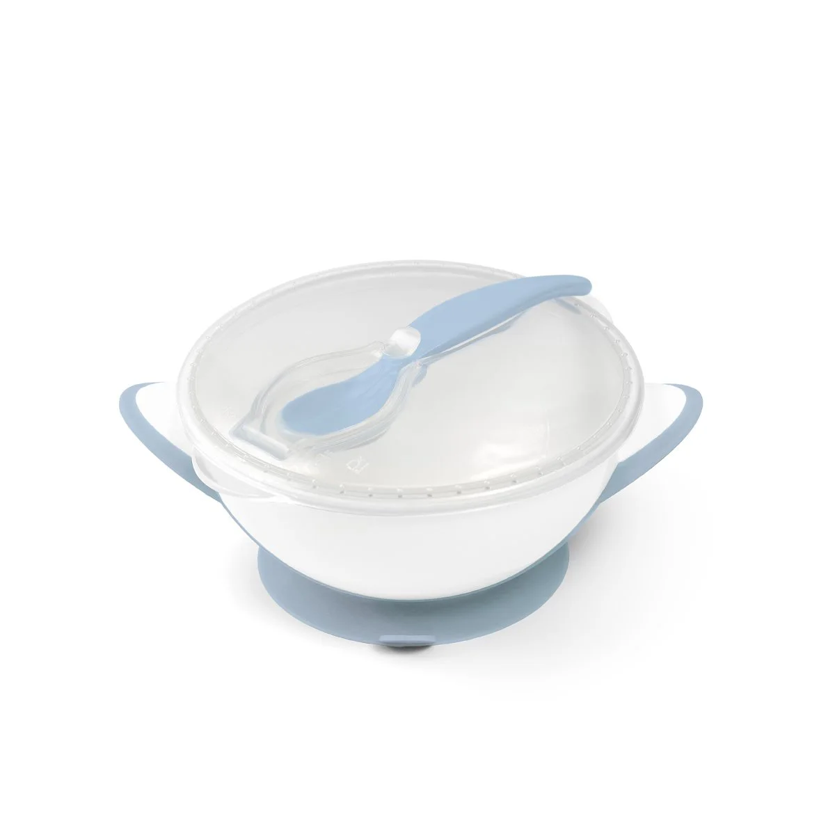 image for Мисочка с присоской, крышкой и ложкой BabyOno Синий (6+мec), 300 мл. foto