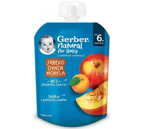 image for Пюре Gerber Яблоко, тыква и абрикос (6+ мес.), 80 г foto
