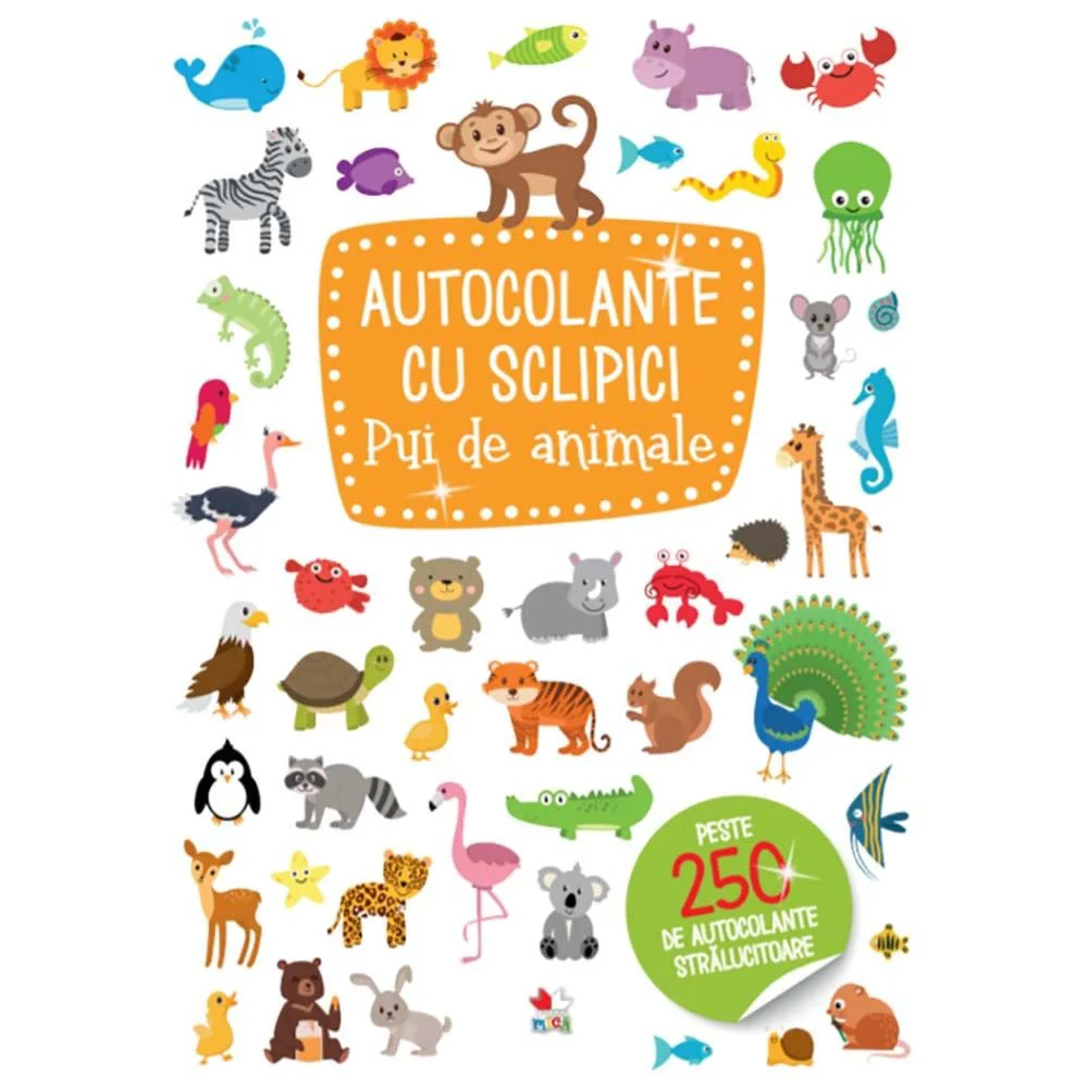 Autocolante cu sclipici. Pui de animale foto