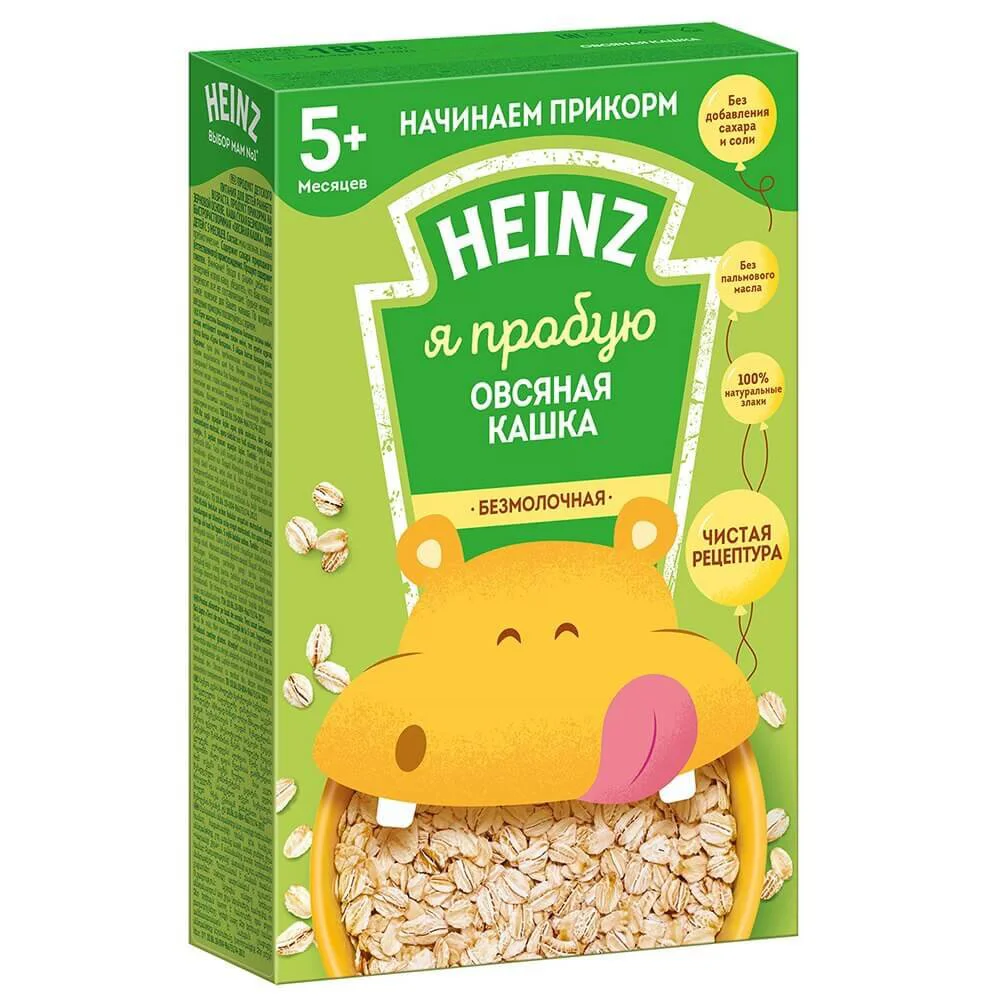 Каша овсяная безмолочная Heinz гипоаллергенная (4+ мес.), 180 г