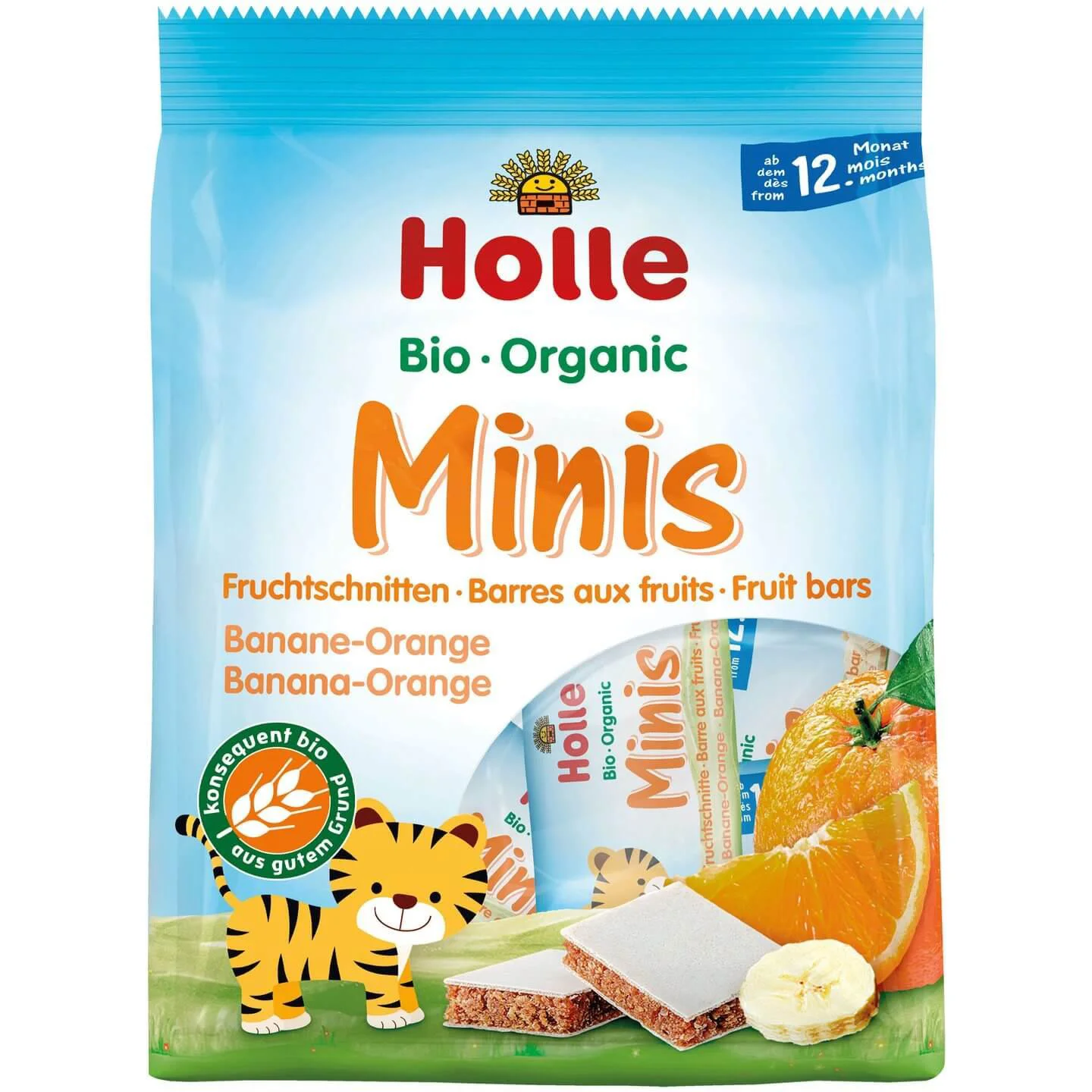 Мини-батончики Holle с бананами и апельсинами (12+ мес.), 100 г