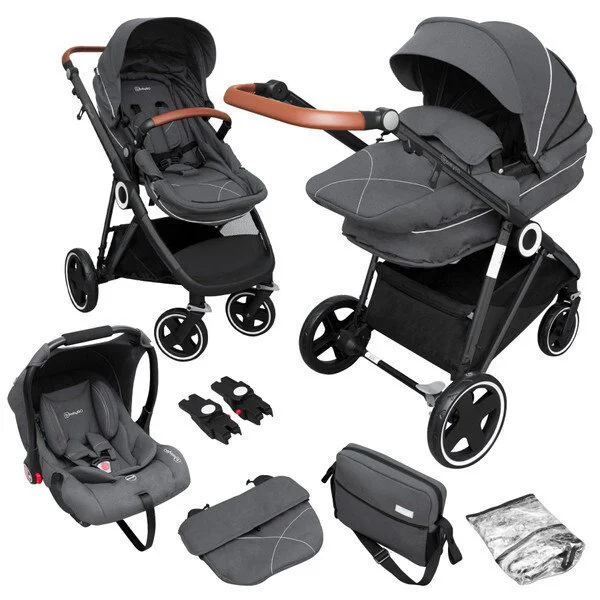 Коляска 3 в 1 BabyGo Halime Gray, рама Black
