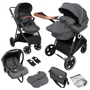 Коляска 3 в 1 BabyGo Halime Gray, рама Black