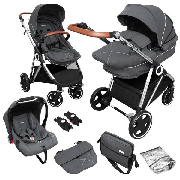 Коляска 3 в 1 BabyGo Halime Gray, рама Silver