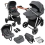 Коляска 3 в 1 BabyGo Halime Gray, рама Silver