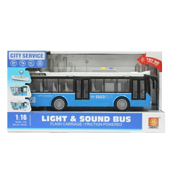 Autobus cu inertie Wenyi cu sunet si lumini, 1:16 foto
