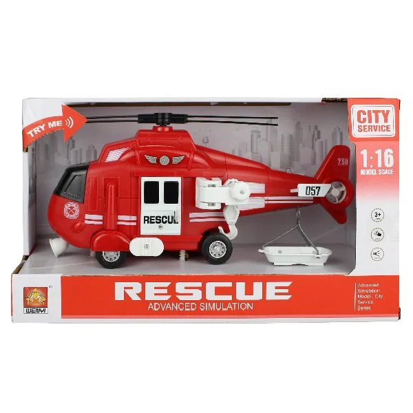 image for Elicopter cu inertie Wenyi Fire&Rescue Helicopter, 1:16 foto