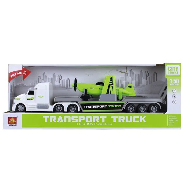 Masina cu inertie Transport Truck cu avion, 1:50 foto