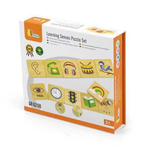 Joc de sortare cu puzzle din lemn Viga Toys Invata simturile foto