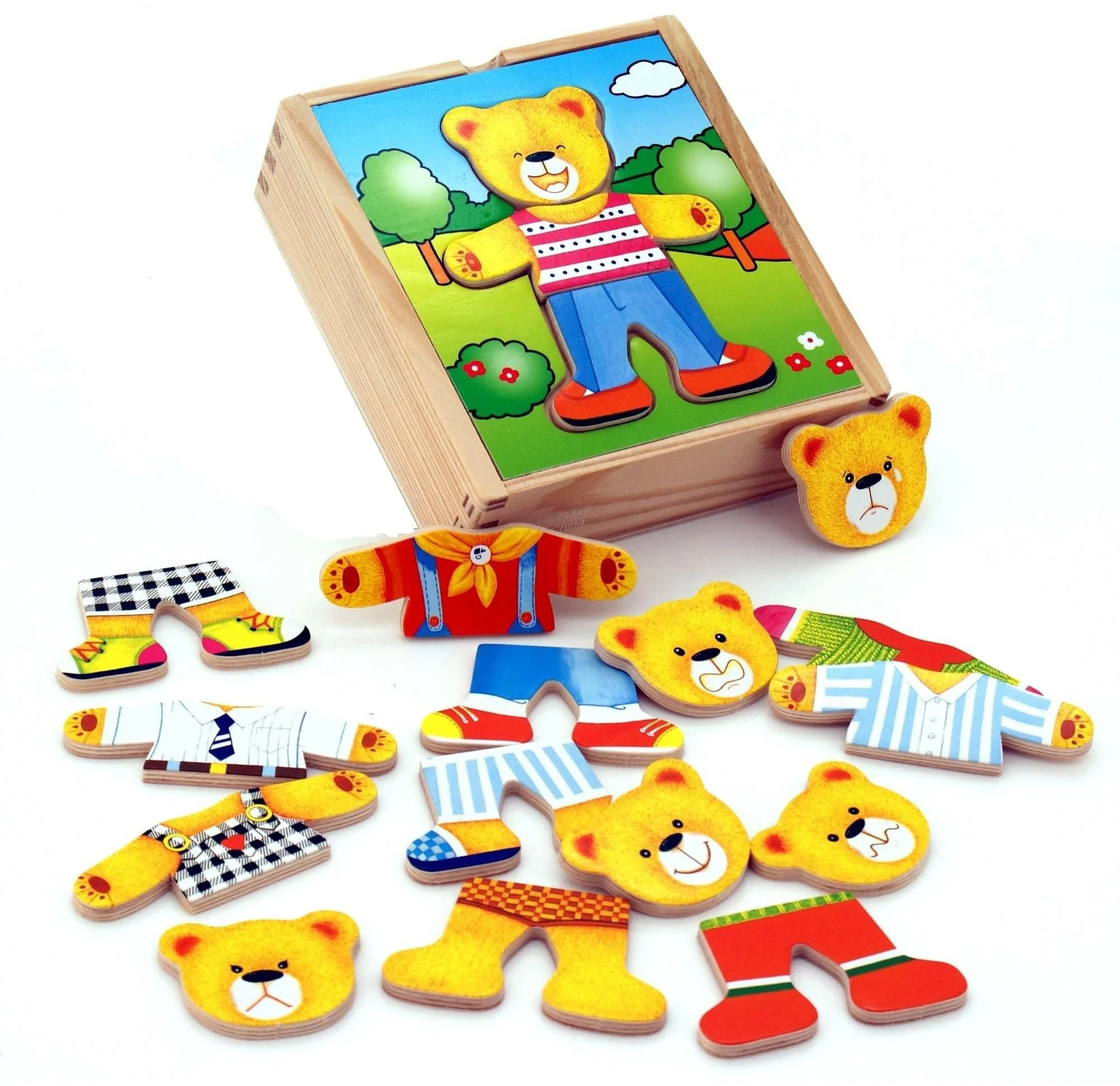 Jucarie din lemn Viga Toys Dressing Up Box Boy Bear