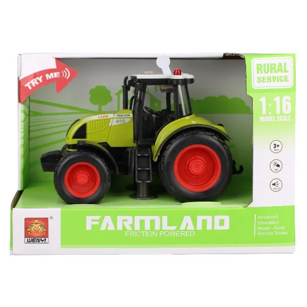 image for Tractor cu inertie Wenyi Trailered Farm Tractor cu lumini si sunet, 1:16 foto