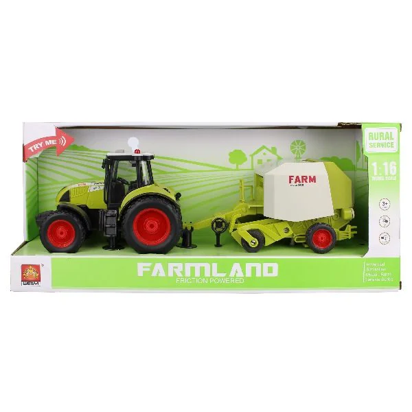 image for Tractor cu inertie Wenyi Trailered Farm Tractor cu sunete si lumini, 1:16 foto