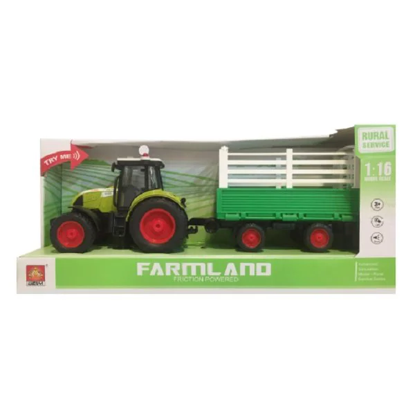 Tractor cu inertie Wenyi Trailered Farm Tractor cu lumini si cu sunete, 1:16 foto