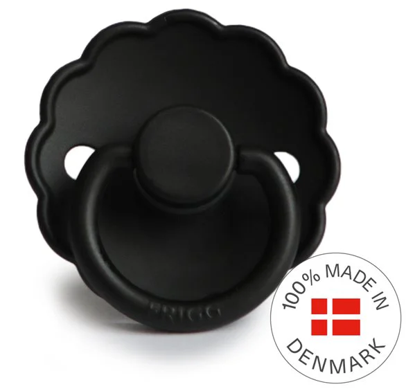 Suzeta rotunda din silicon FRIGG Daisy Jet Black (0-6 luni) foto