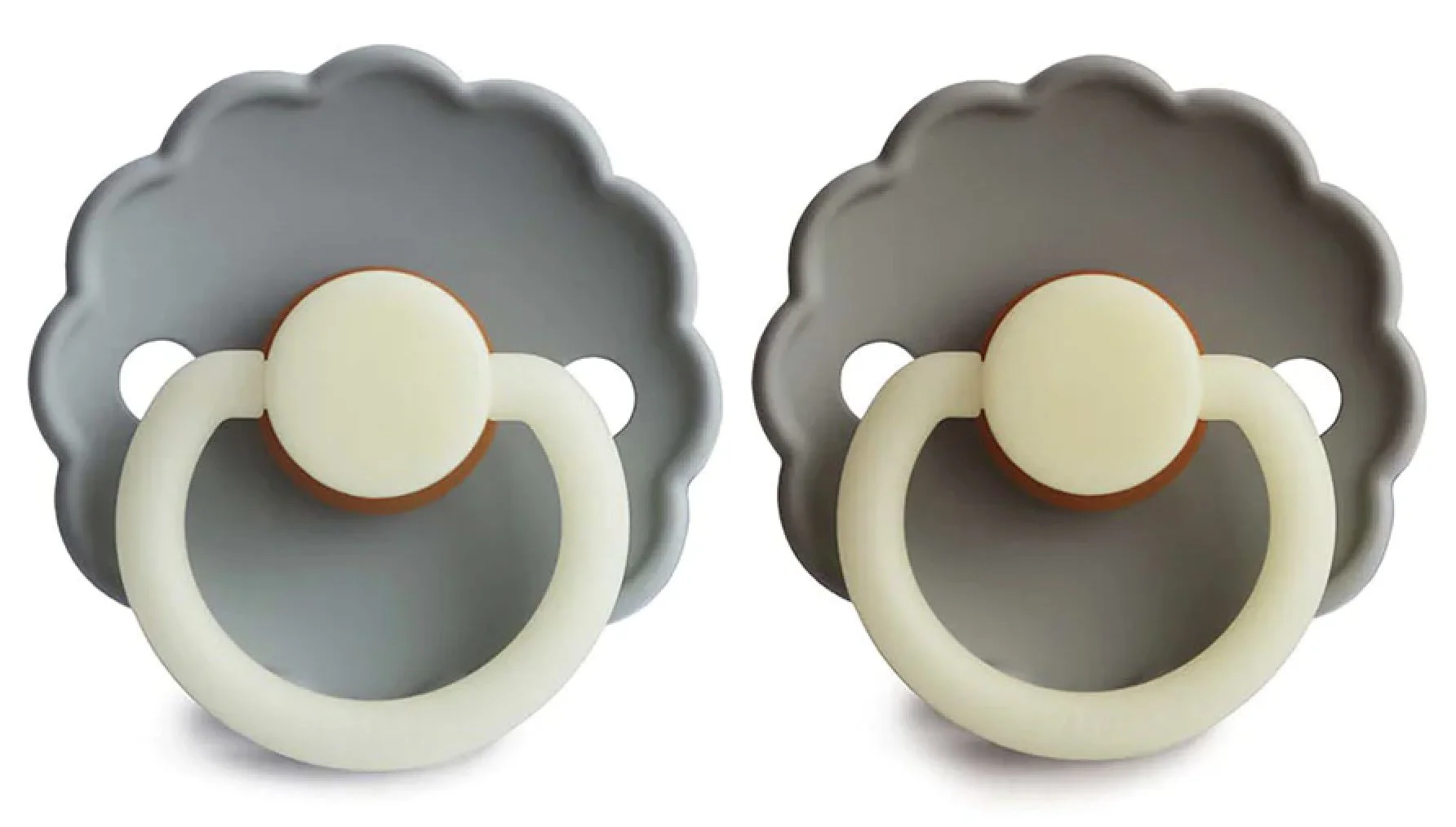 Set 2 suzete rotunde din latex FRIGG Daisy French Gray Night & Portobello Night (0-6 luni) foto