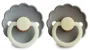 Set 2 suzete rotunde din latex FRIGG Daisy French Gray Night & Portobello Night (0-6 luni) foto