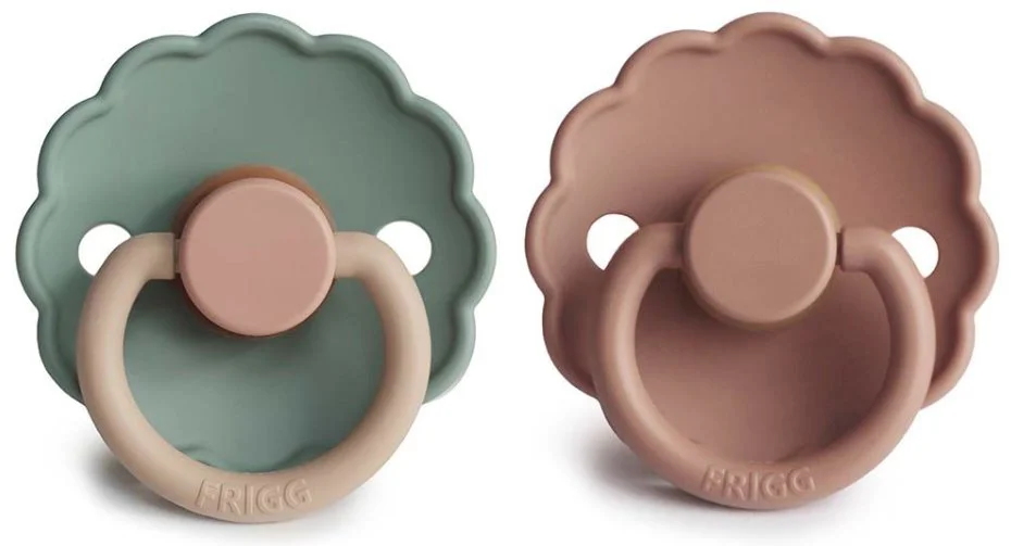 Set 2 suzete rotunde din latex FRIGG Daisy Rose Gold & Willow (0-6 luni) foto