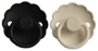 Set 2 suzete rotunde din latex FRIGG Daisy Cream & Jet Black (0-6 luni) foto