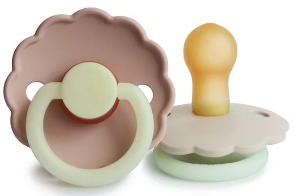 Set 2 suzete rotunde din latex FRIGG Daisy Blush Night & Cream Night (6-18 luni) foto