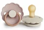 Set 2 suzete rotunde din latex FRIGG Daisy Biscuit & Cream (6-18 luni)