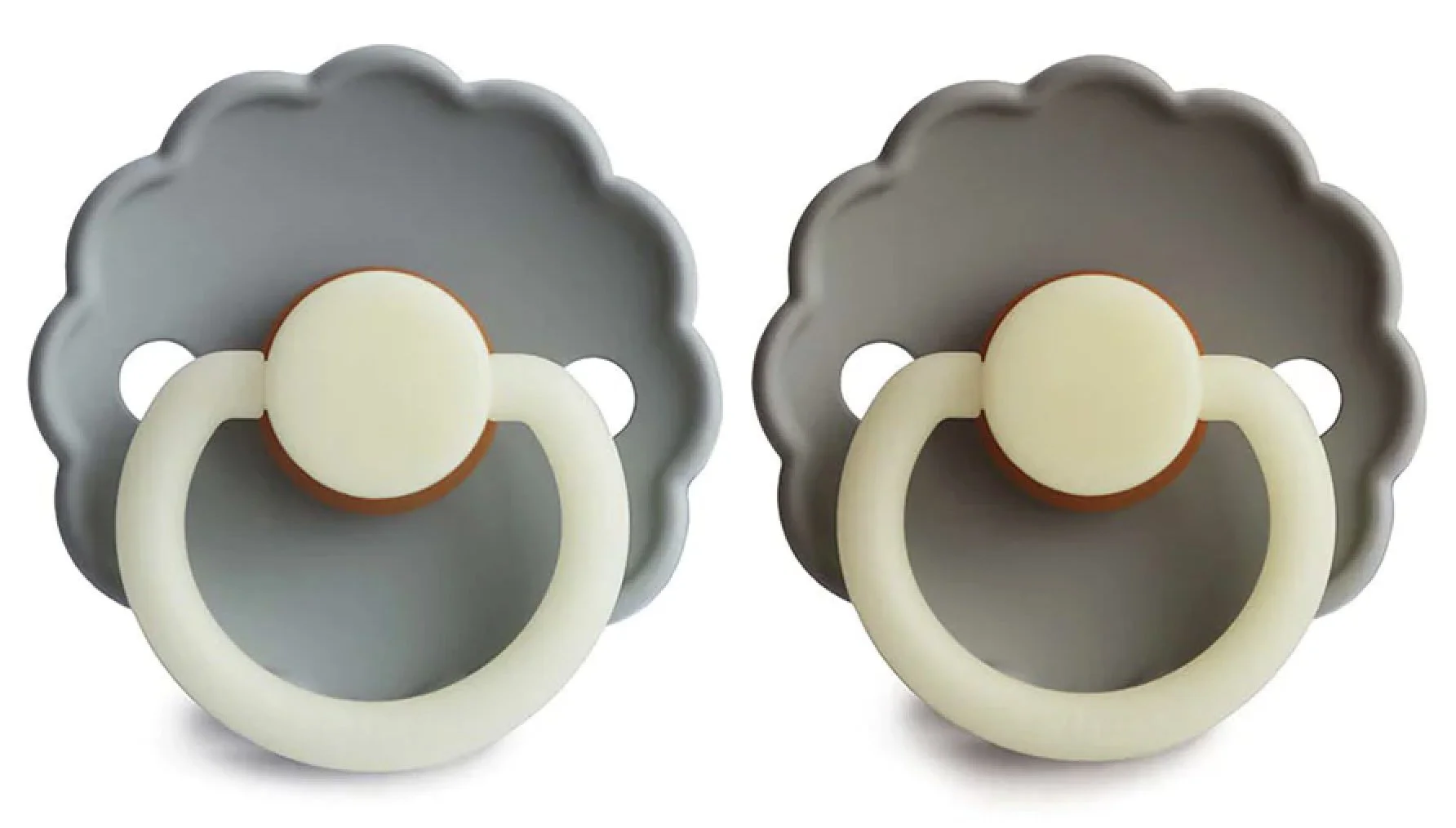 Набор из 2 круглых латексных пустышек FRIGG Daisy French Gray Night & Portobello Night (6-18 мес.) foto