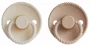 Set 2 suzete rotunde din latex FRIGG Rope Cream & Croissant (6-18 luni)