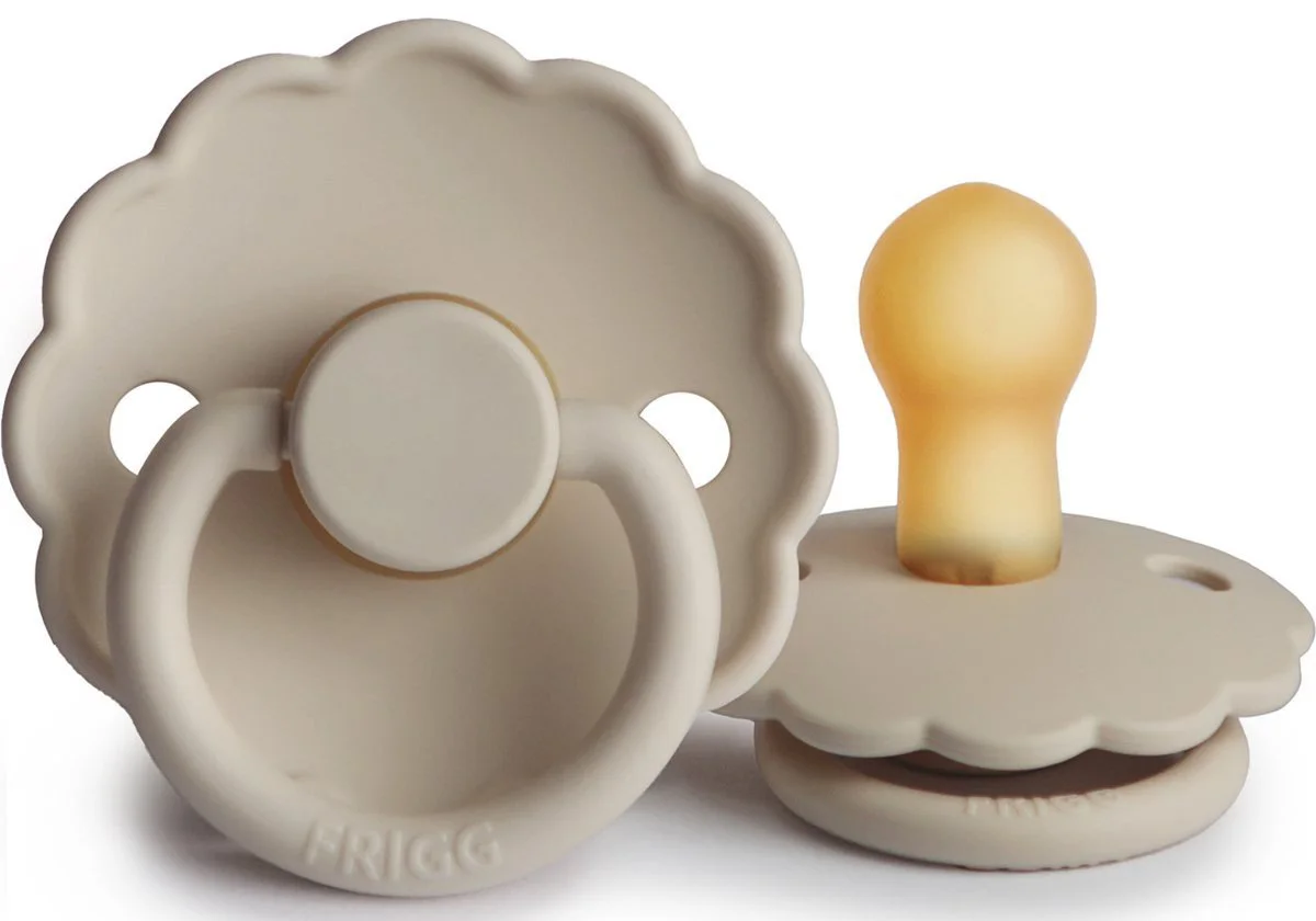 Suzeta rotunda din latex FRIGG Daisy Sandstone (0-6 luni) foto