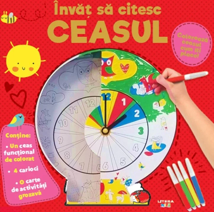 Invat sa citesc ceasul. Coloreaza ceasul cum iti place!