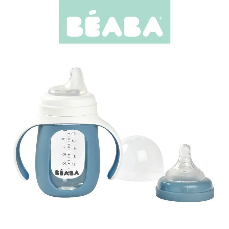 Обучающая бутылочка 2 в 1 Beaba Windy Blue (12+ мес), 210 мл