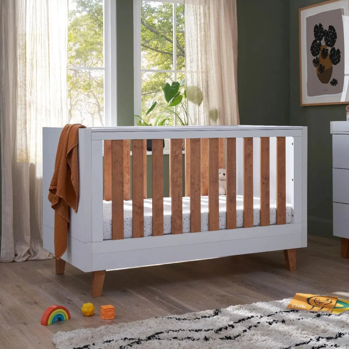 Деревянная кроватка 3 в 1 Tutti Bambini Como White & Rosewood