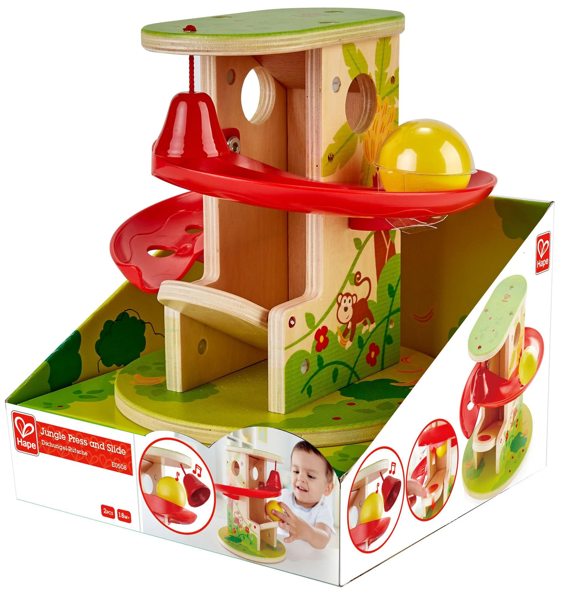 Jucarie din lemn Hape Jungle Press and slide foto